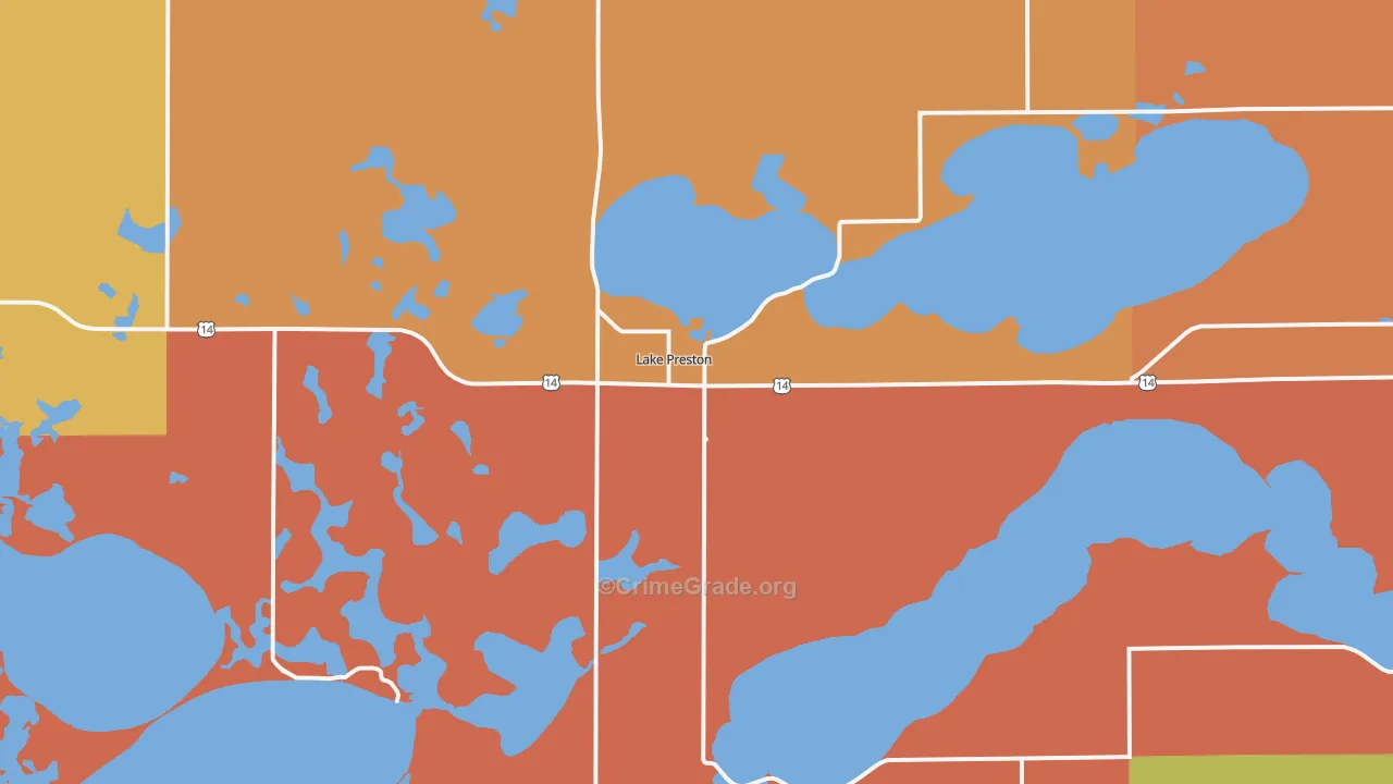 Lake Preston, SD Map of Murder Rates