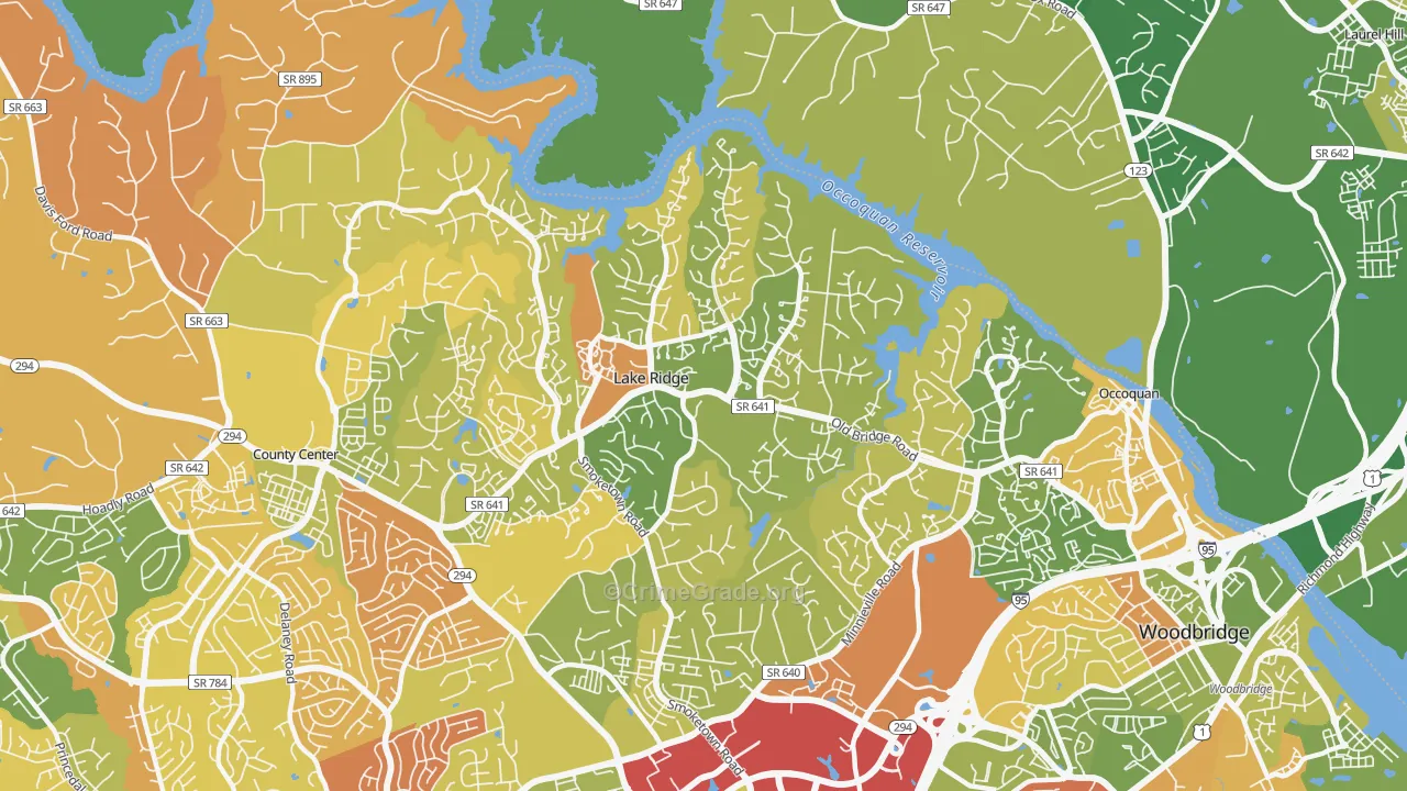 Lake Ridge, VA Map of Murder Rates