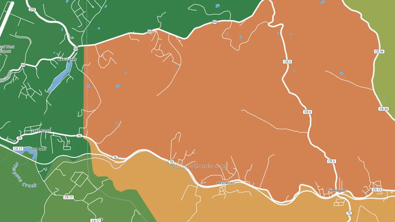 Lake Ridge, WV Map of Murder Rates