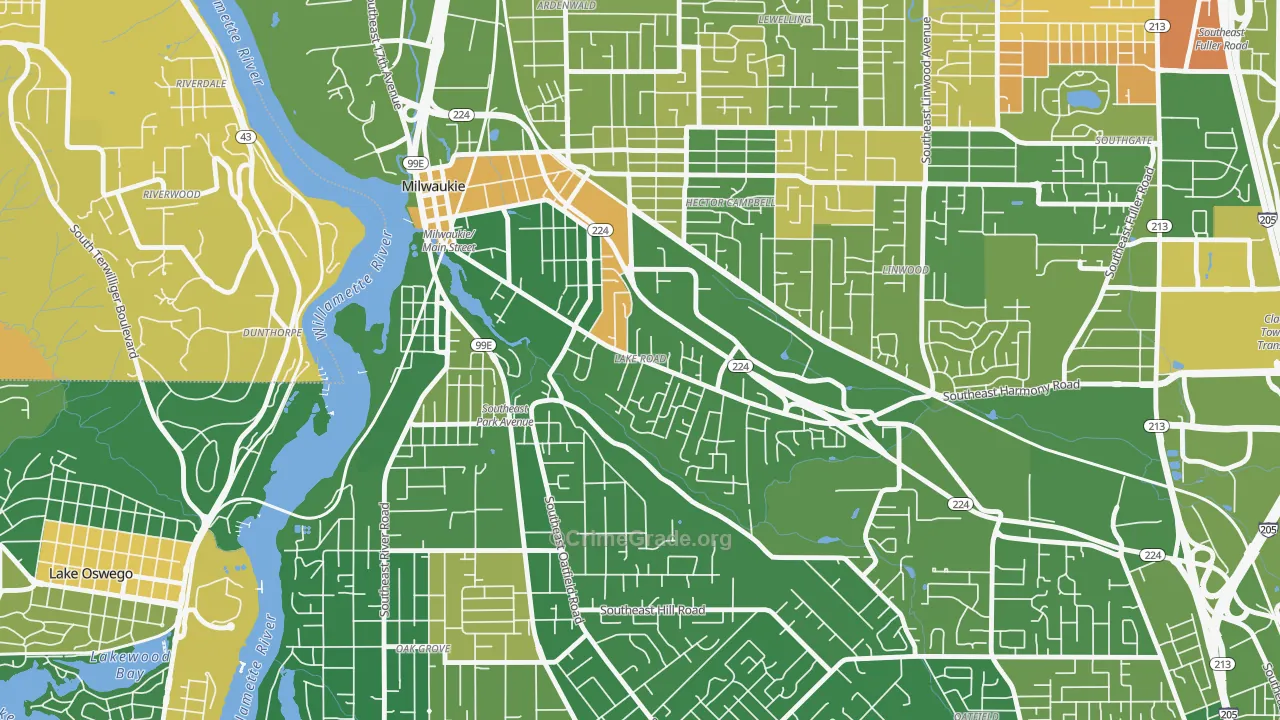 Lake Road, Milwaukie, OR Map of Murder Rates