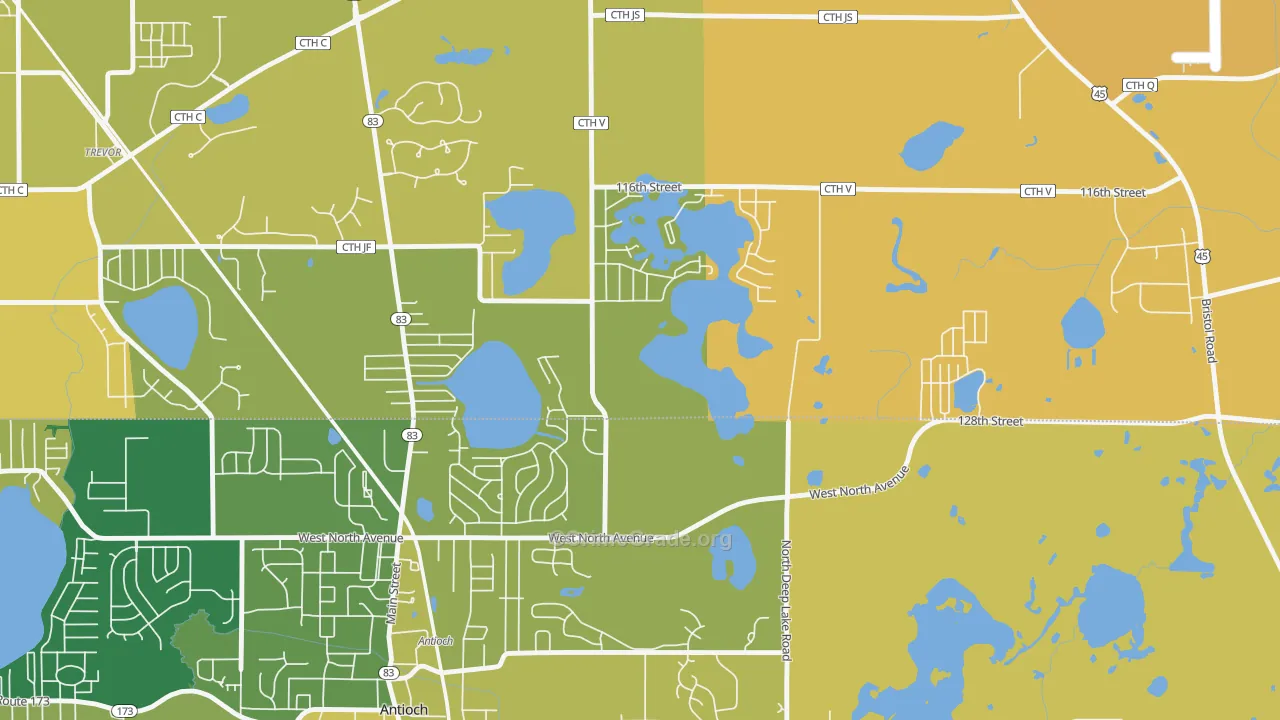 Lake Shangrila, WI Map of Murder Rates