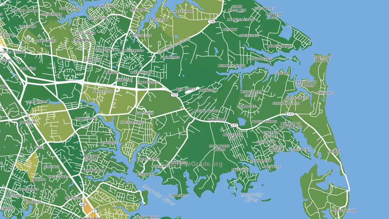 Lake Shore, MD Map of Murder Rates