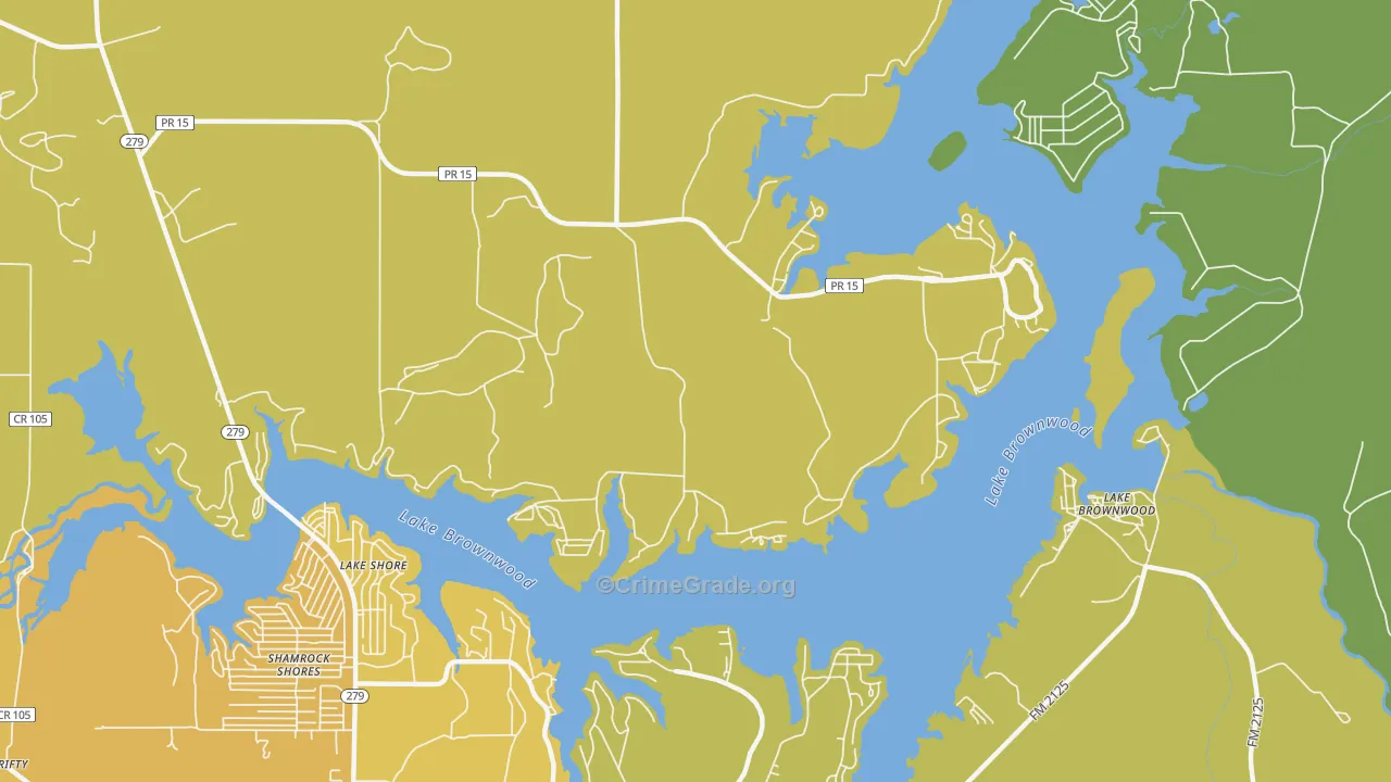 Lake Shore, TX Map of Murder Rates