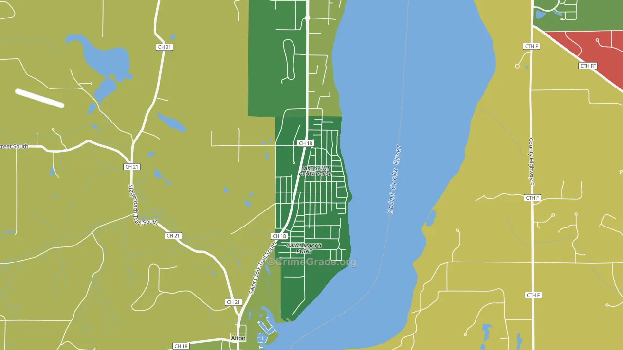 Lake St. Croix Beach, MN Map of Murder Rates
