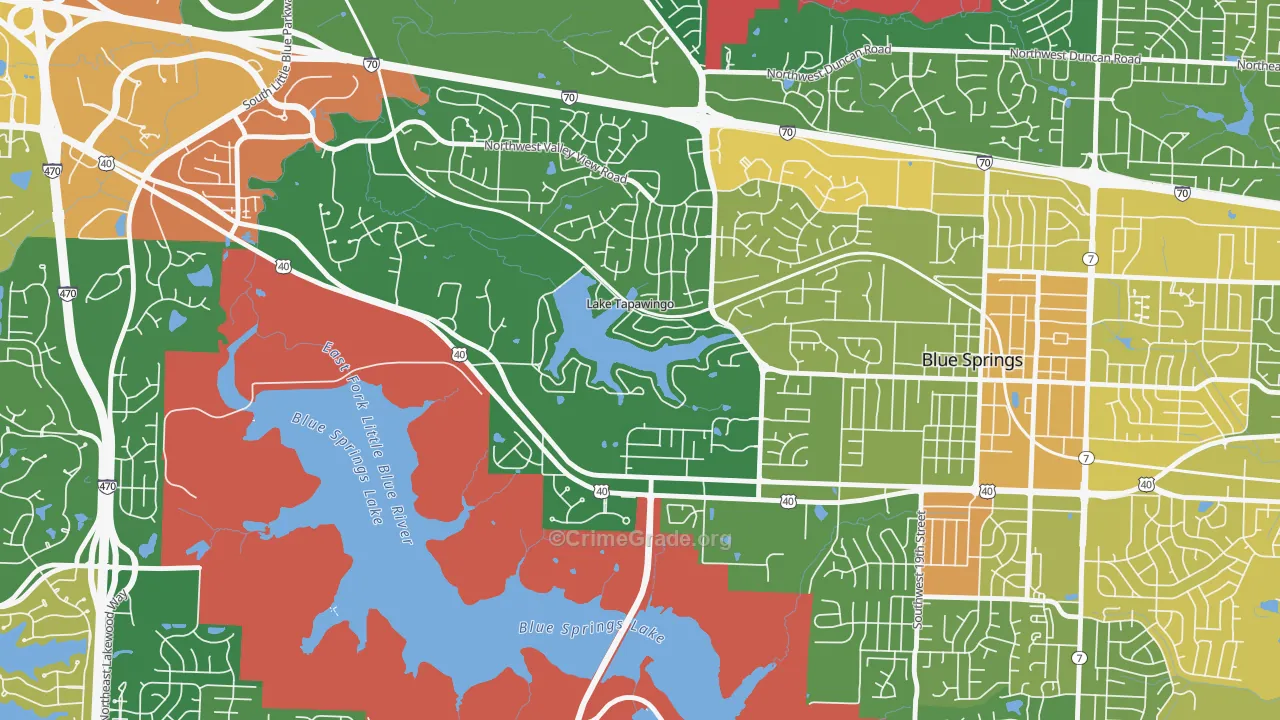 Lake Tapawingo, MO Map of Murder Rates