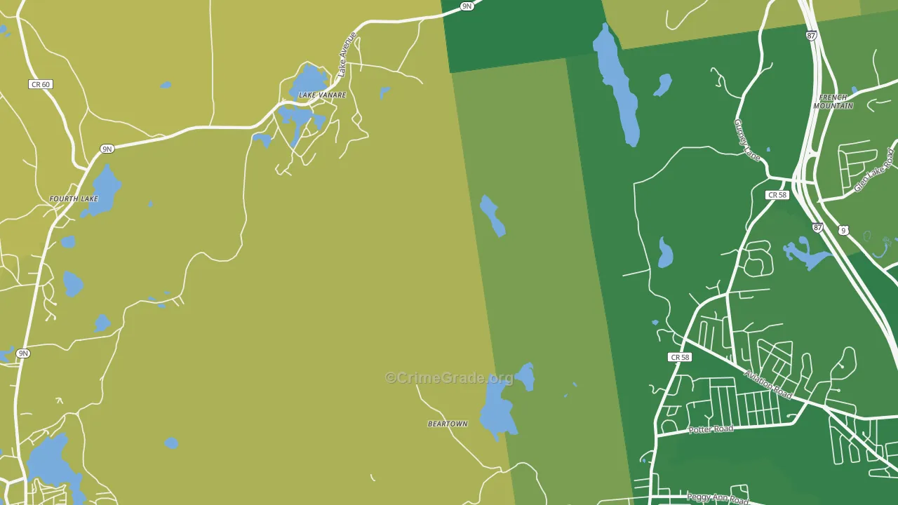 Lake Vanare, NY Map of Murder Rates