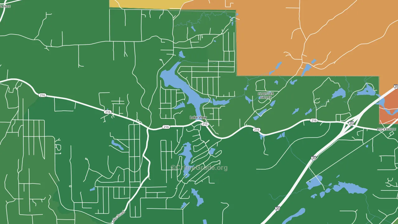 Lake View, AL Map of Murder Rates