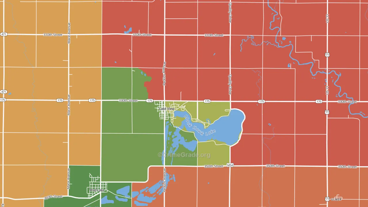 Lake View, IA Map of Murder Rates