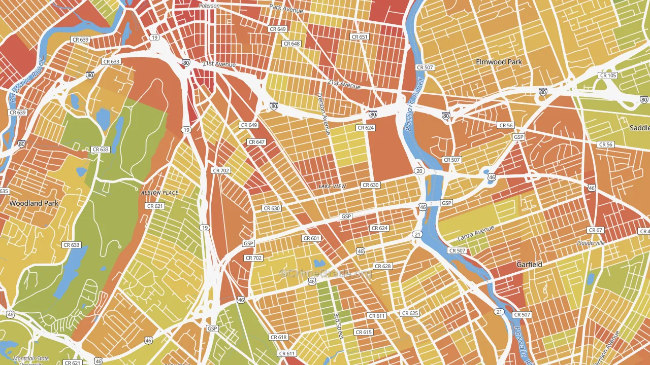 Lake View, Paterson, NJ Map of Murder Rates