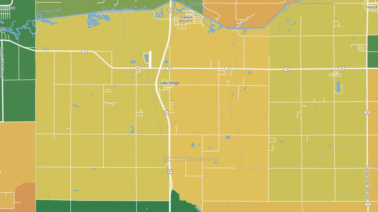 Lake Village, IN Map of Murder Rates