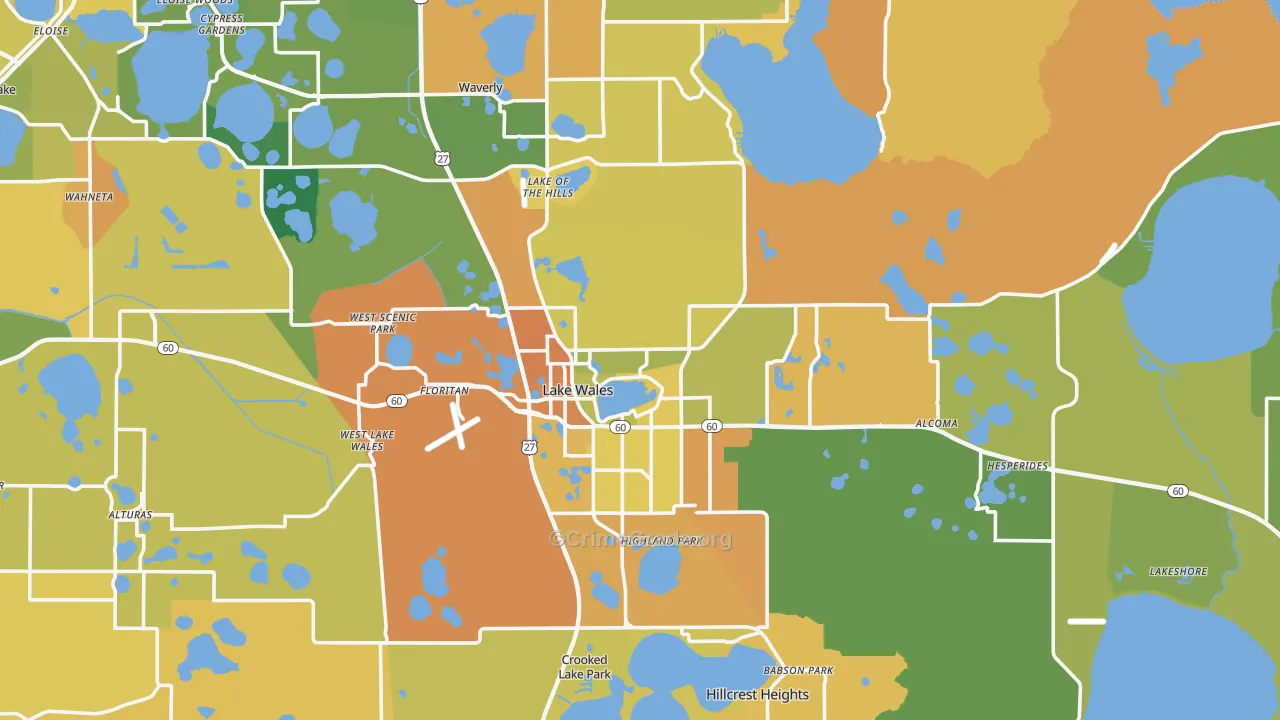 Lake Wales, FL Map of Murder Rates