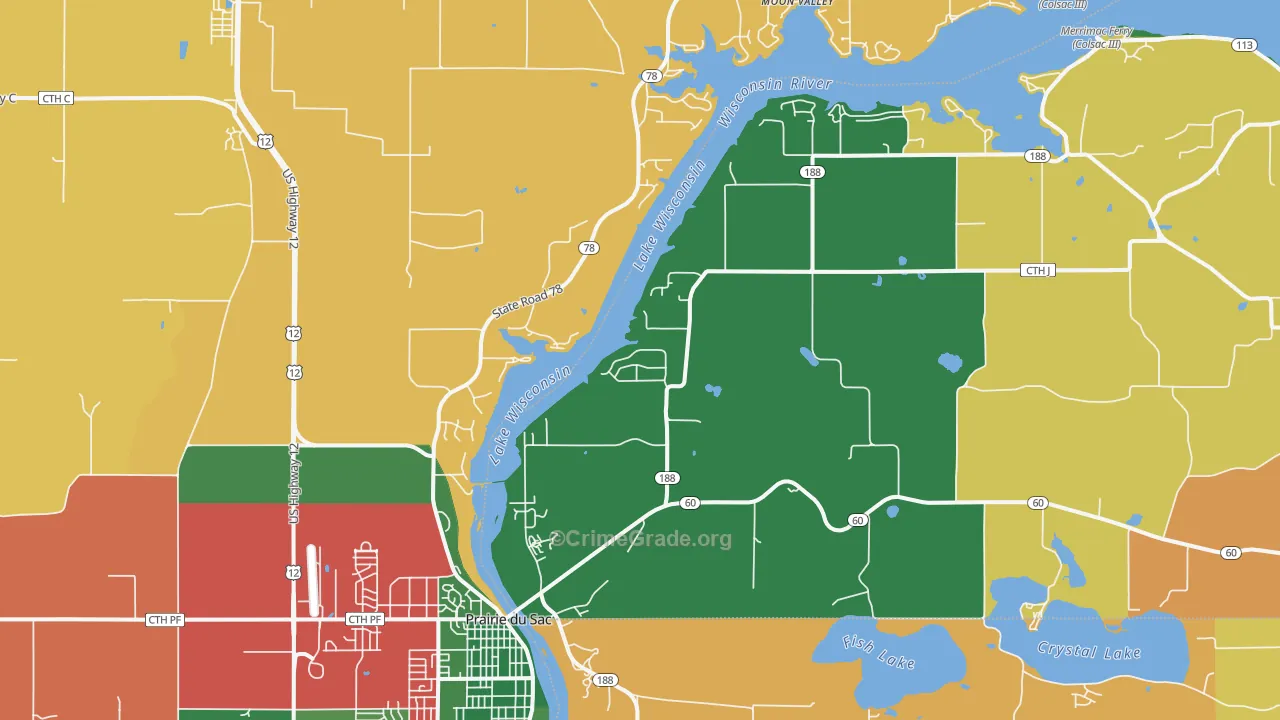 Lake Wisconsin, WI Map of Murder Rates