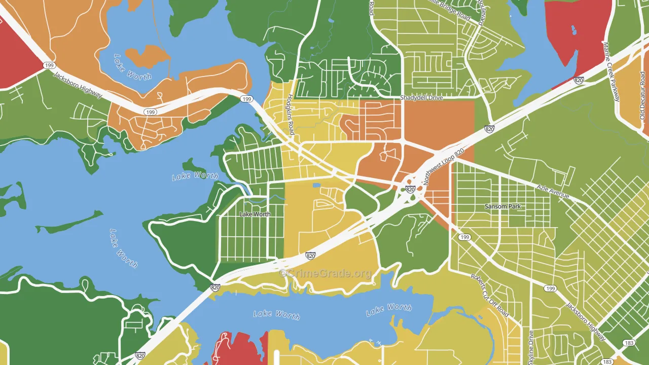 Lake Worth, TX Map of Murder Rates