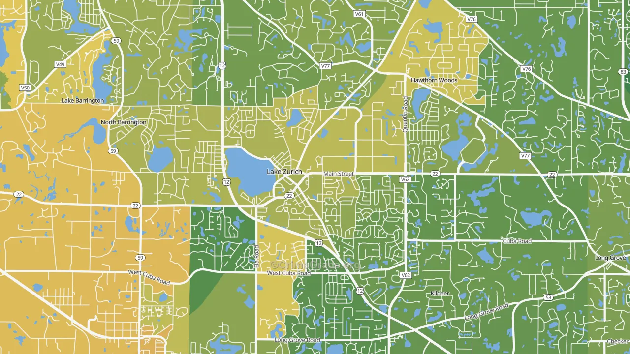 Lake Zurich, IL Map of Murder Rates