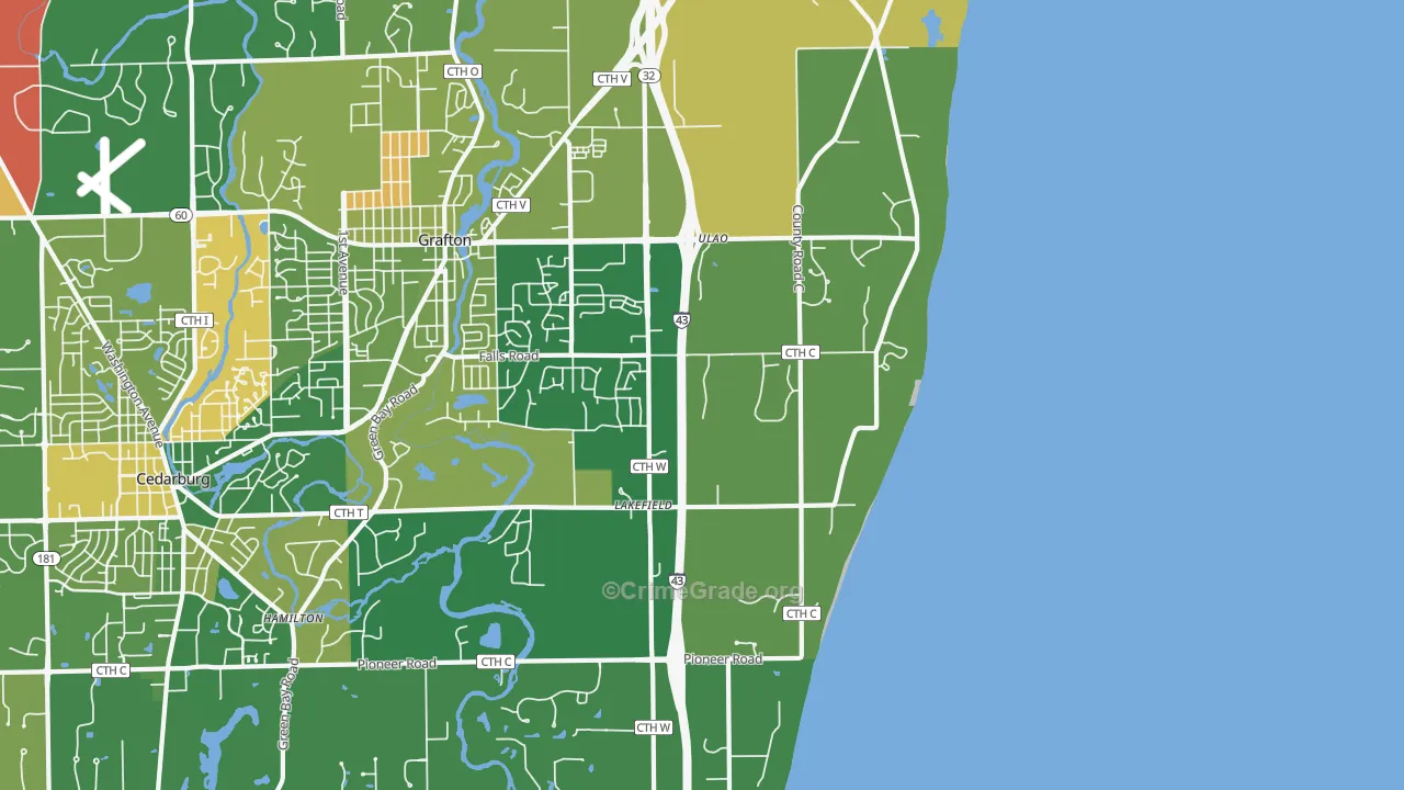 Lakefield, WI Map of Murder Rates