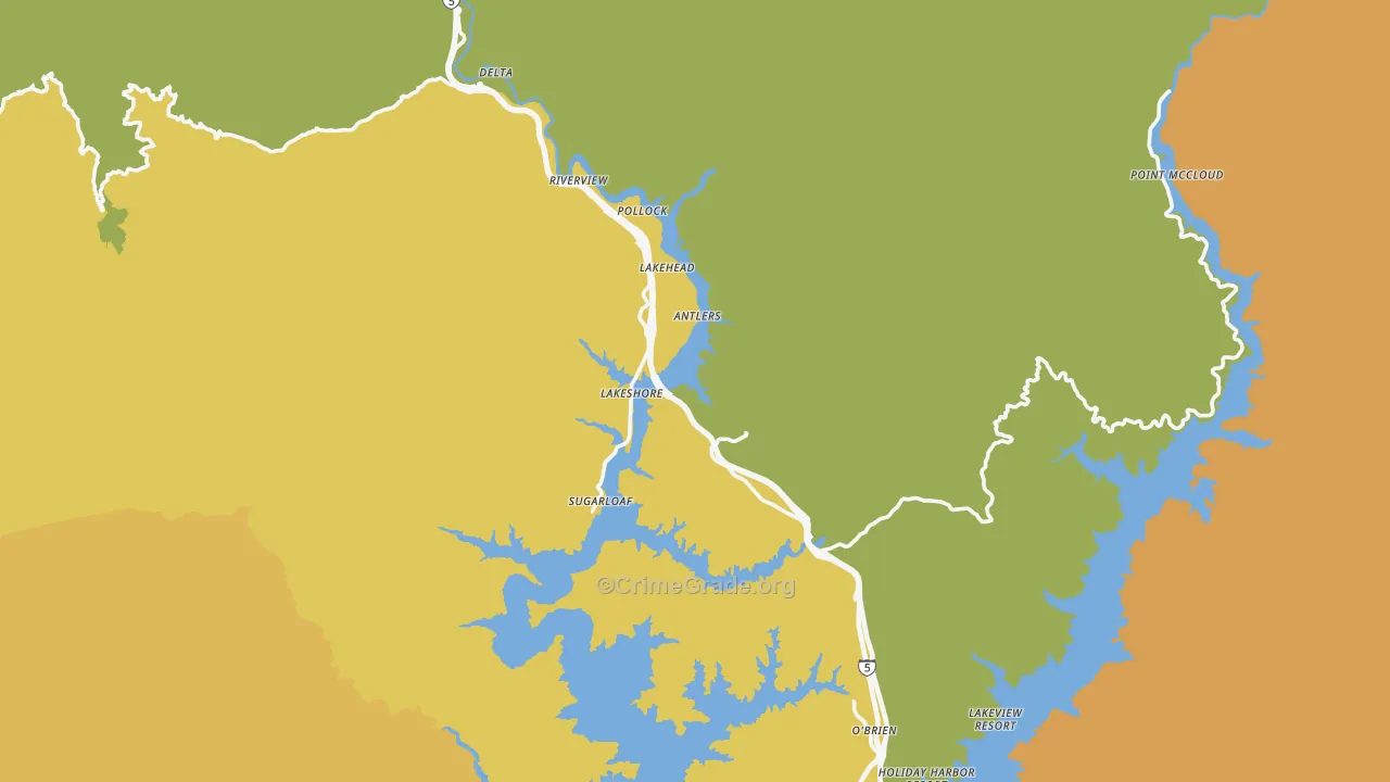 Lakehead, CA Map of Murder Rates
