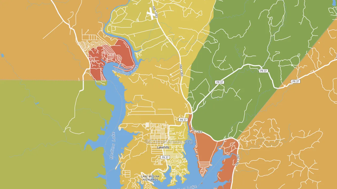 Lakehills, TX Map of Murder Rates