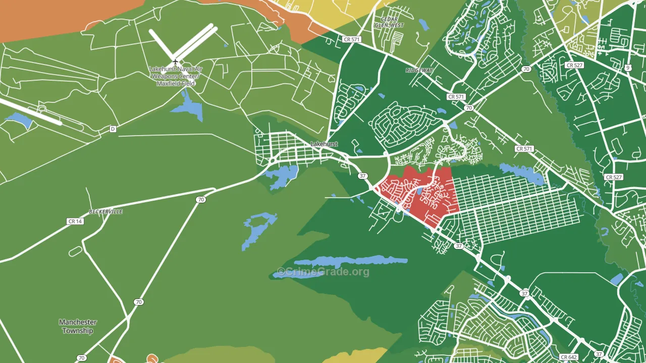 Lakehurst, NJ Map of Murder Rates
