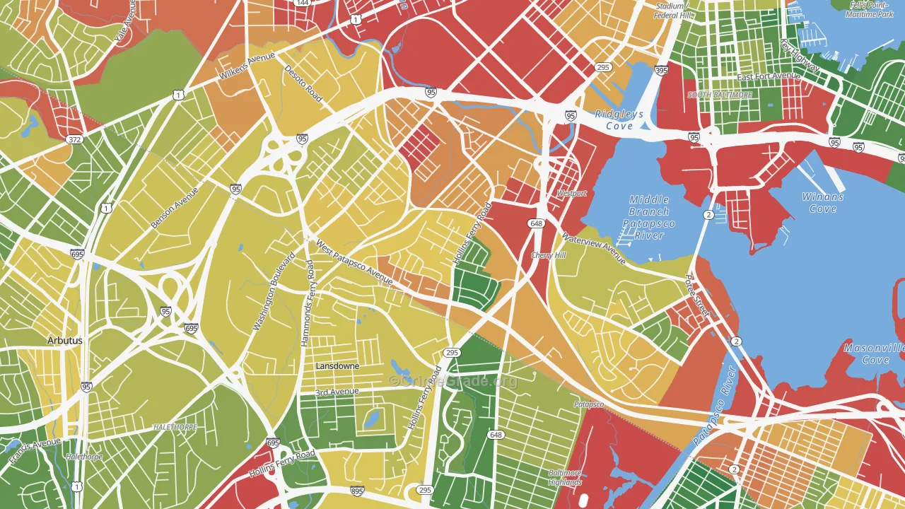 Lakeland, Baltimore, MD Map of Murder Rates