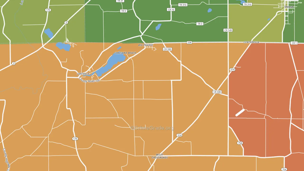 Lakeland Beach, OH Map of Murder Rates