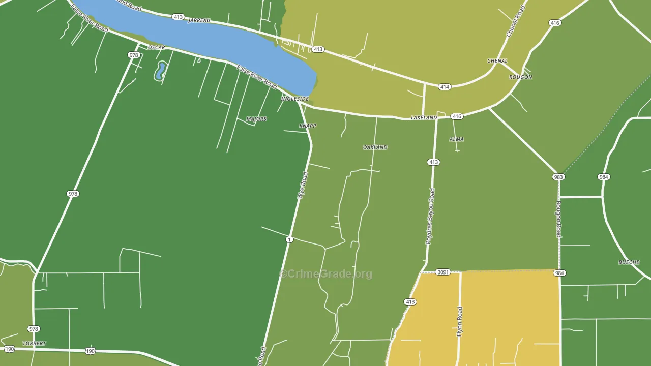 Lakeland, LA Map of Murder Rates