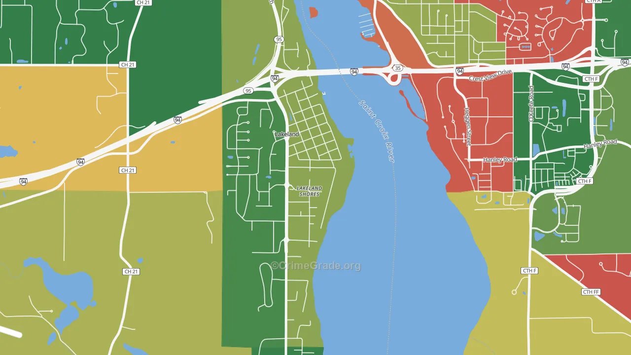 Lakeland Shores, MN Map of Murder Rates