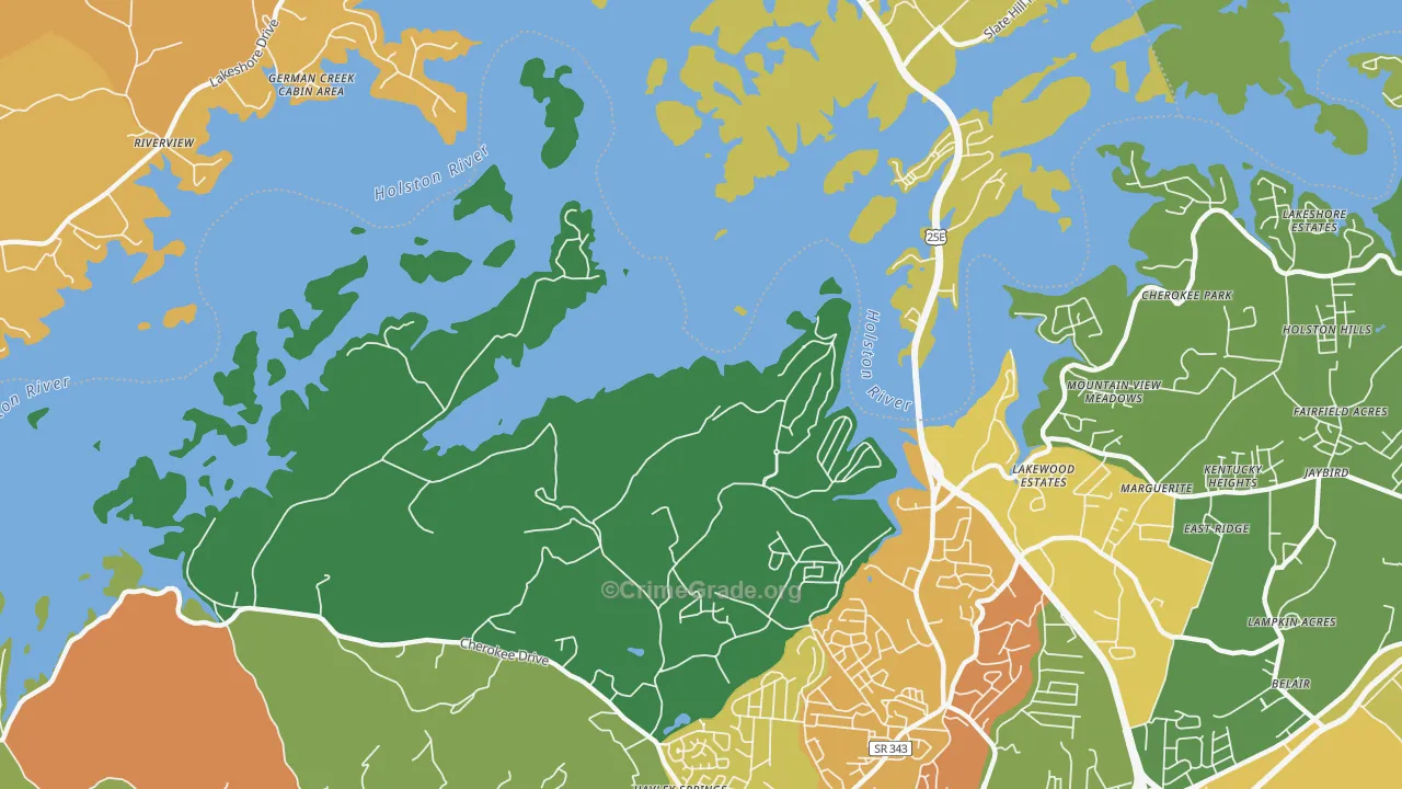 Lakemoore, TN Map of Murder Rates