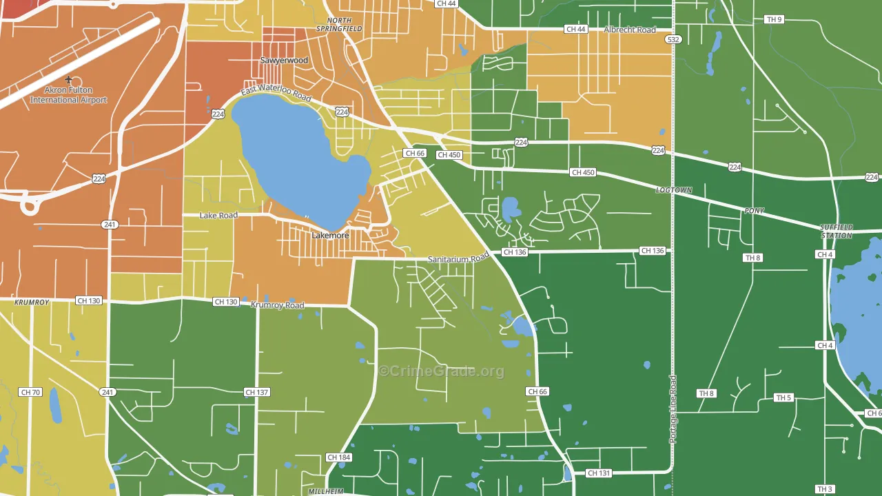Lakemore, OH Map of Murder Rates