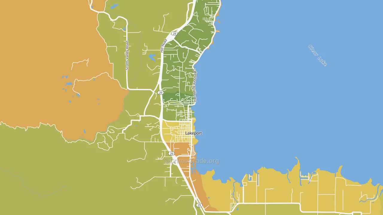 Lakeport, CA Map of Murder Rates