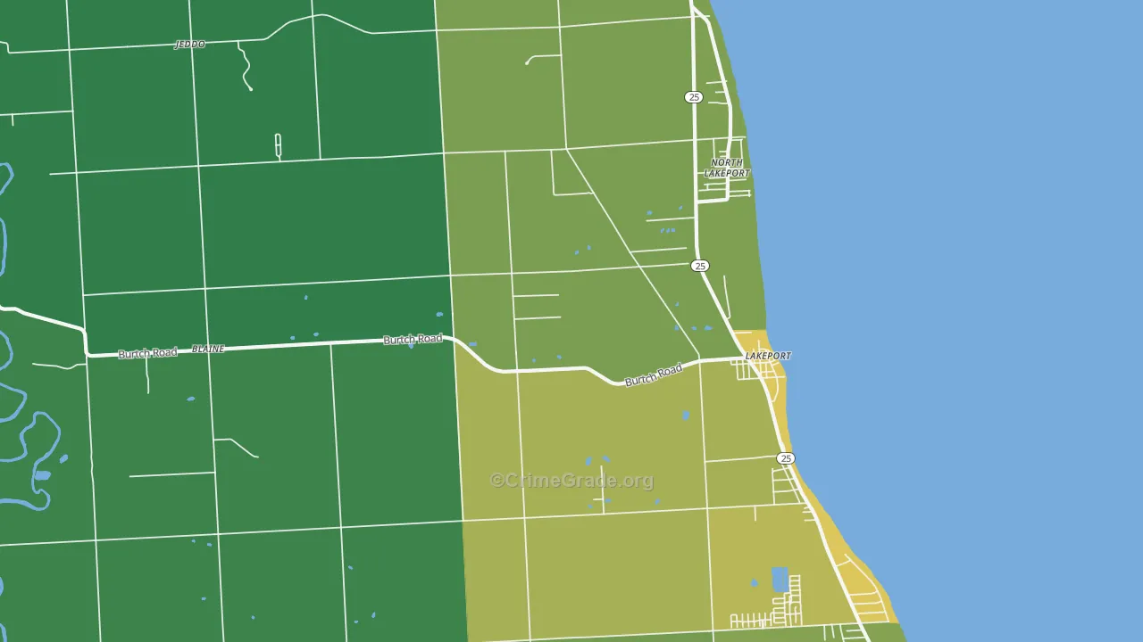 Lakeport, MI Map of Murder Rates