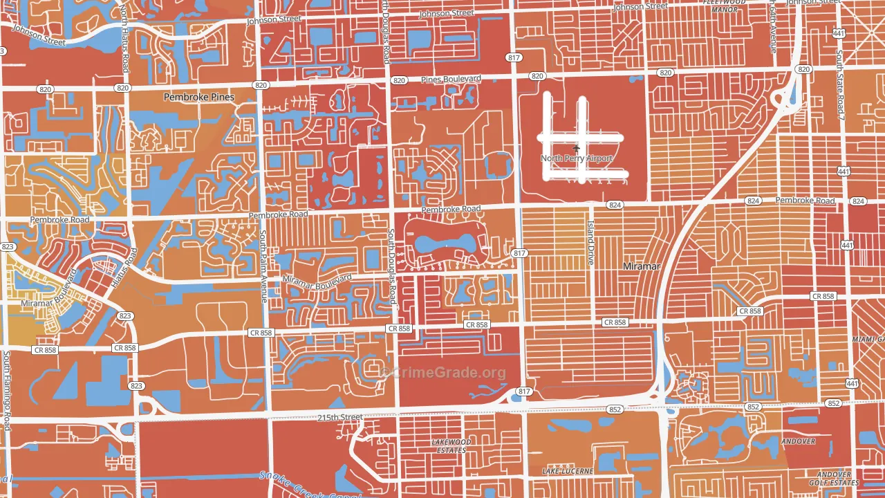 Lakeshore at University Park, Miramar, FL Map of Murder Rates