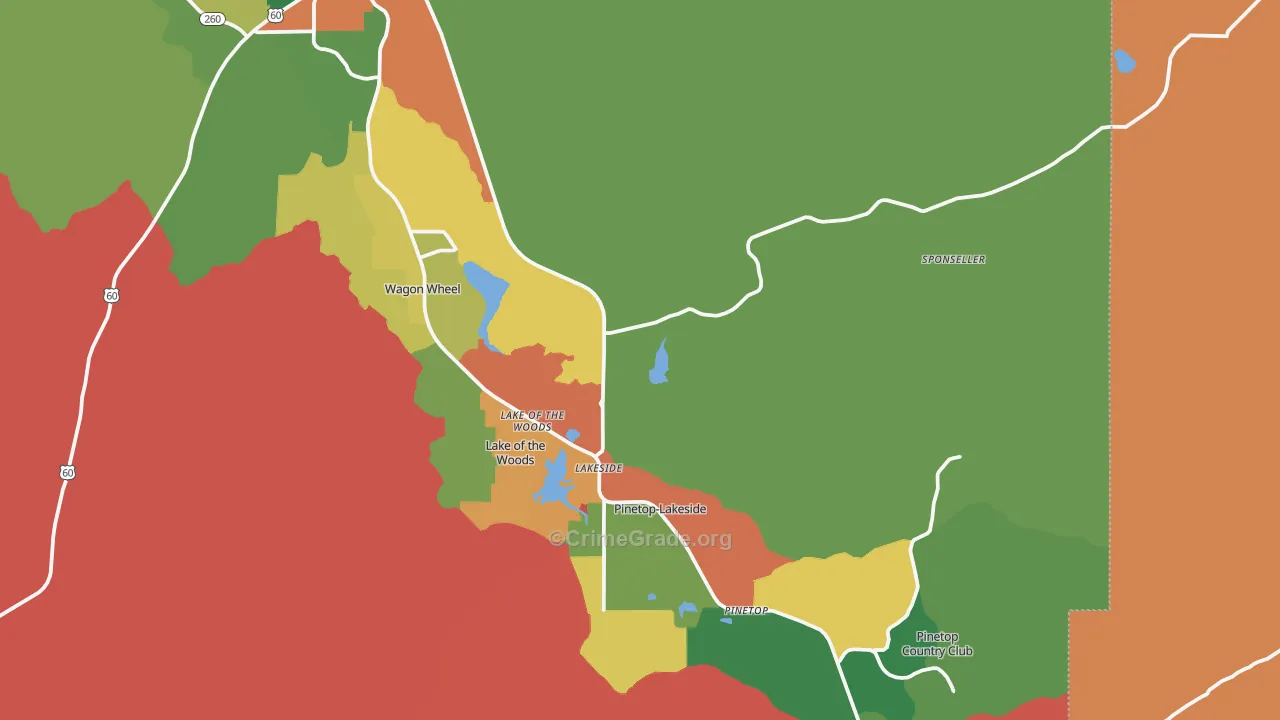 Lakeside, AZ Map of Murder Rates