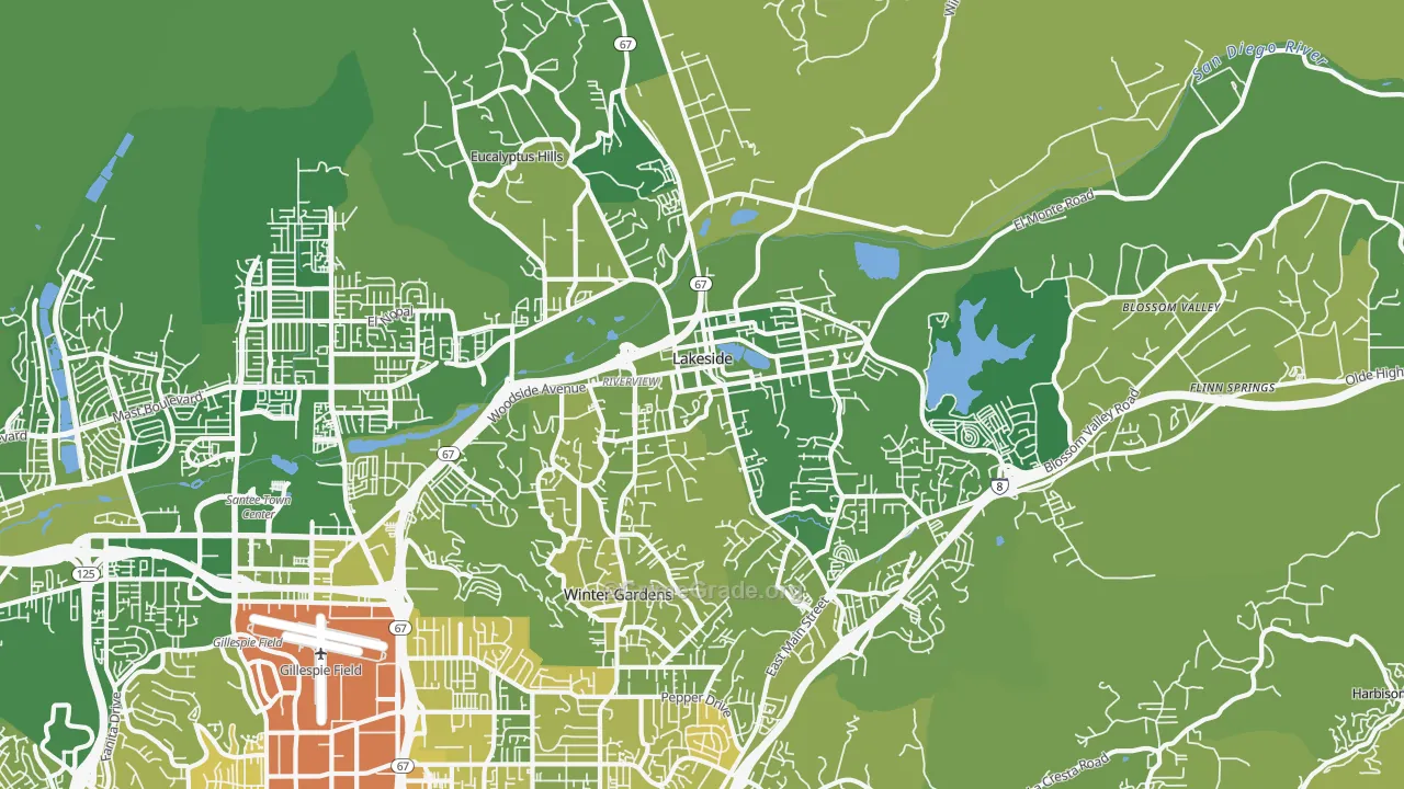 Lakeside, CA Map of Murder Rates
