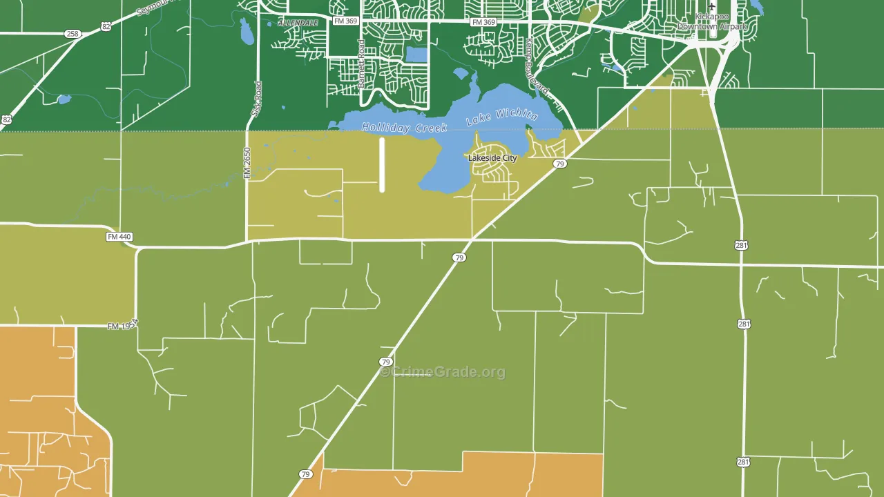 Lakeside City, TX Map of Murder Rates