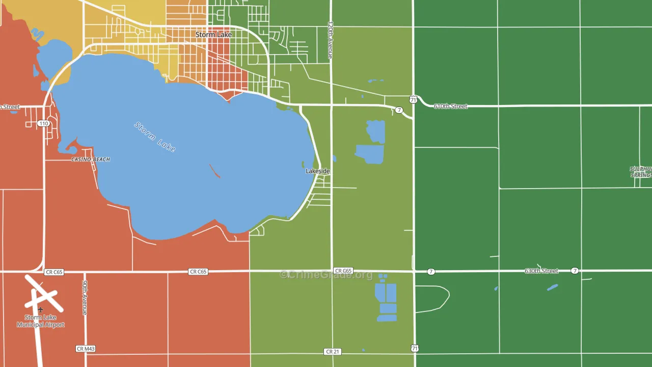 Lakeside, IA Map of Murder Rates