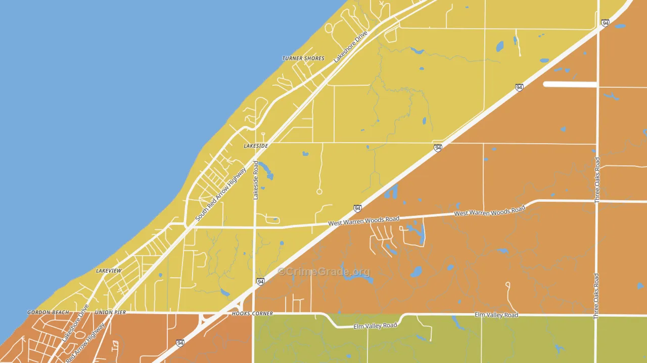 Lakeside, MI Map of Murder Rates