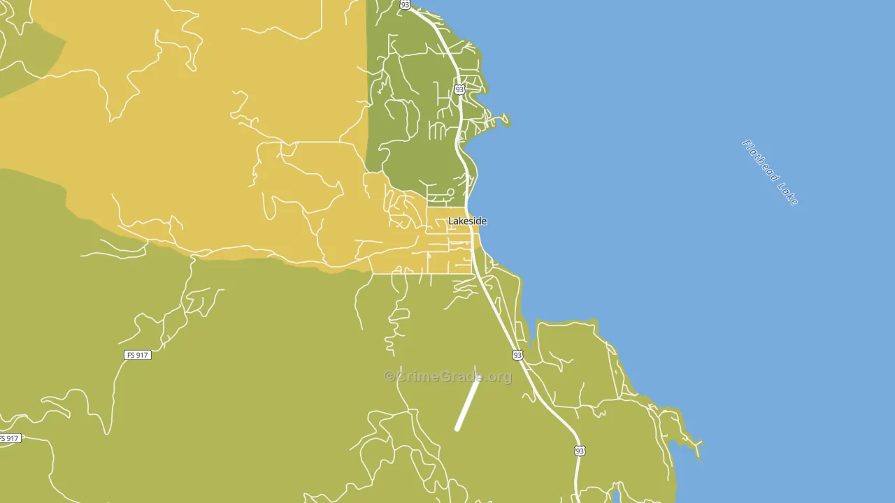 Lakeside, MT Map of Murder Rates