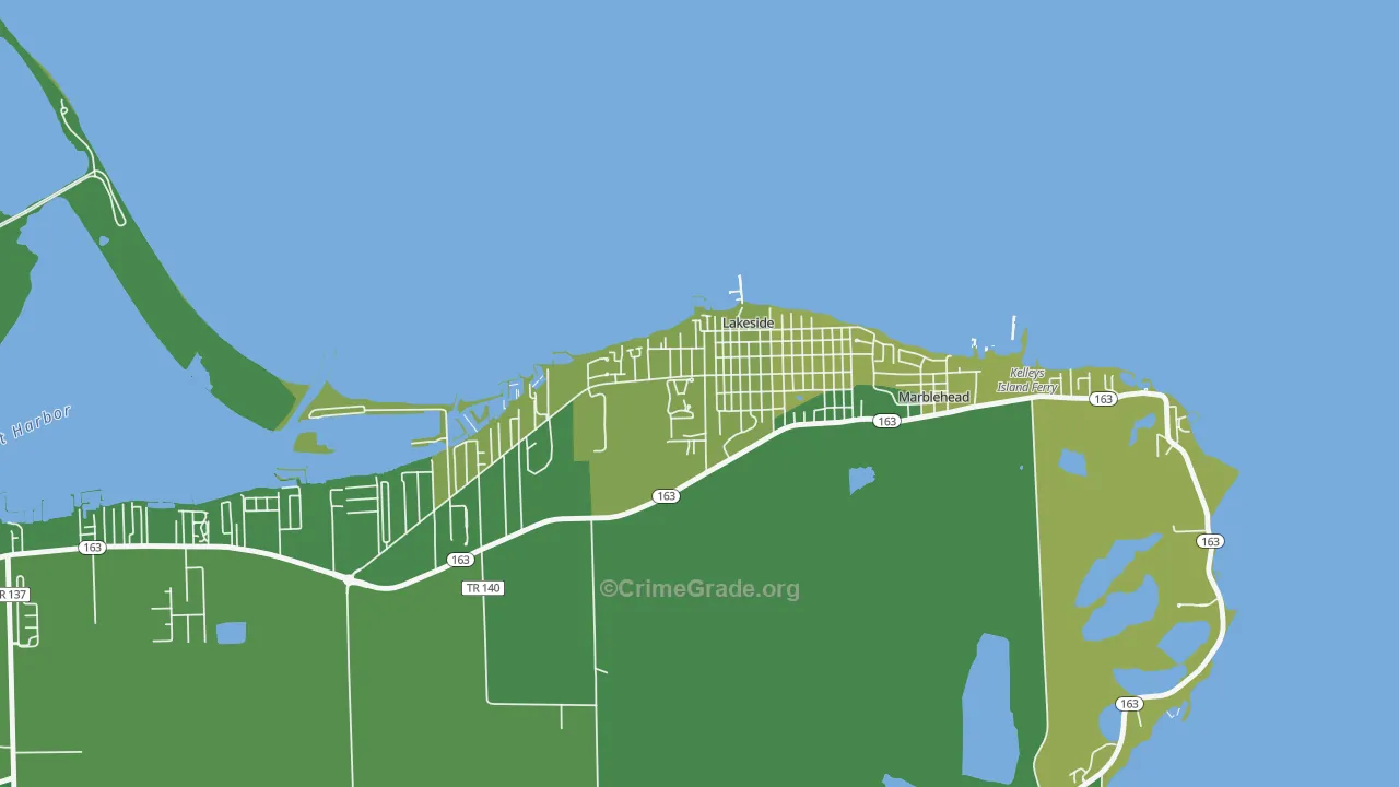 Lakeside, OH Map of Murder Rates