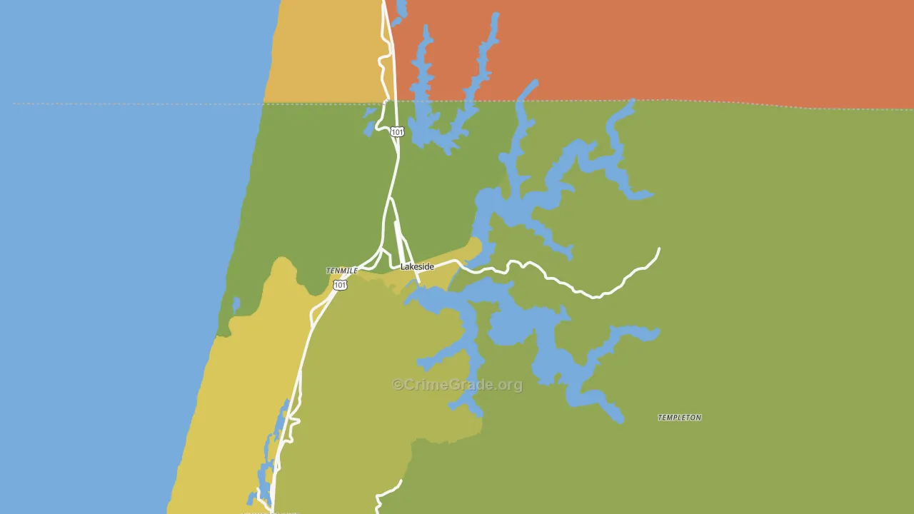 Lakeside, OR Map of Murder Rates