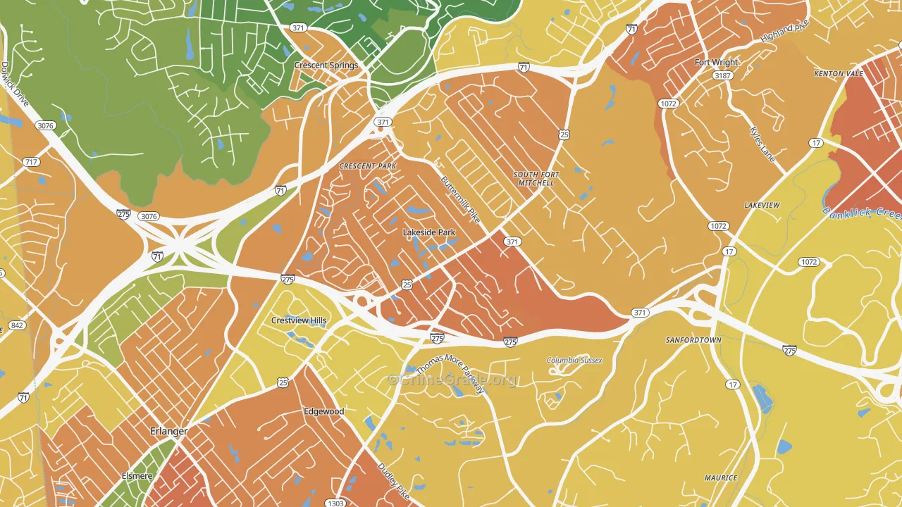 Lakeside Park, KY Map of Murder Rates