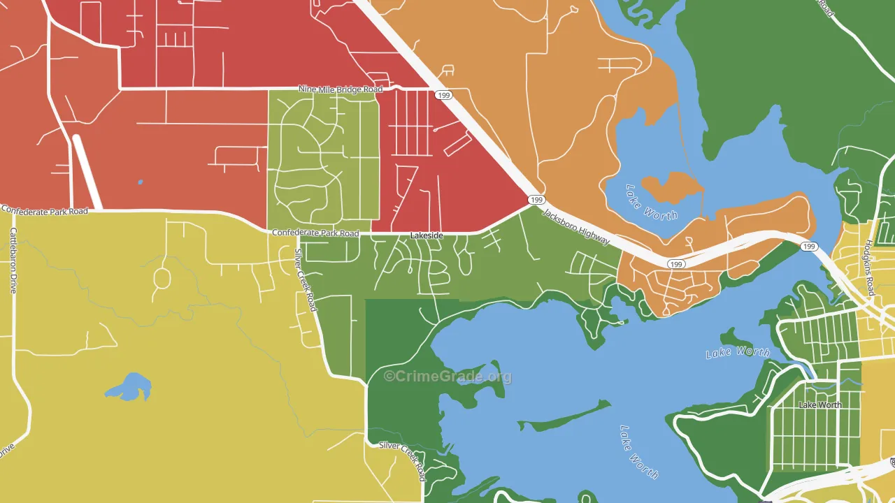 Lakeside, TX Map of Murder Rates