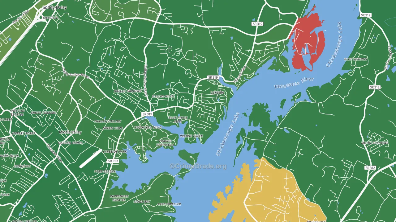 Lakesite, TN Map of Murder Rates