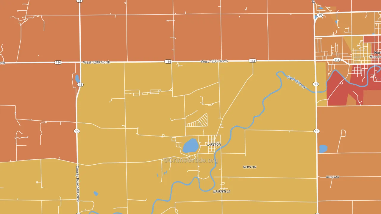 Laketon, IN Map of Murder Rates