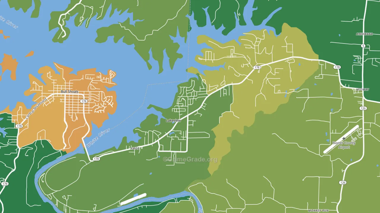 Lakeview, AR Map of Murder Rates