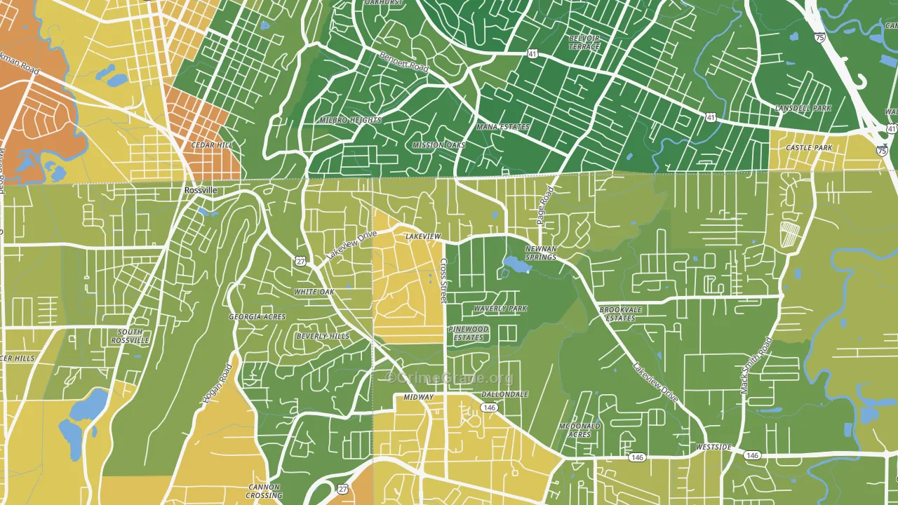 Lakeview, GA Map of Murder Rates