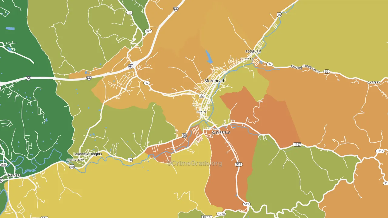 Lakeview Heights, KY Map of Murder Rates