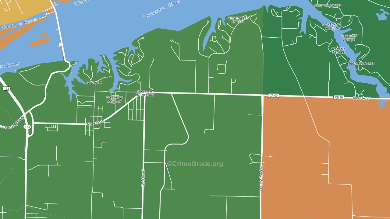 Lakeview Highlands, AL Map of Murder Rates