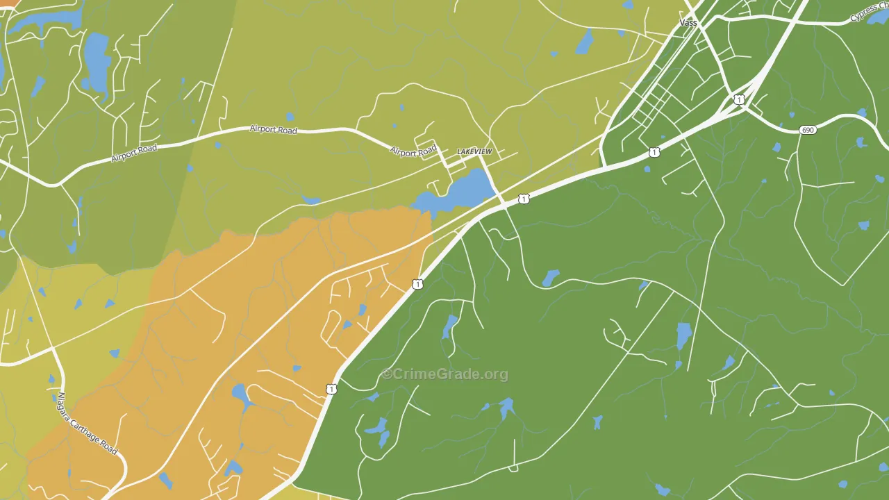 Lakeview, NC Map of Murder Rates