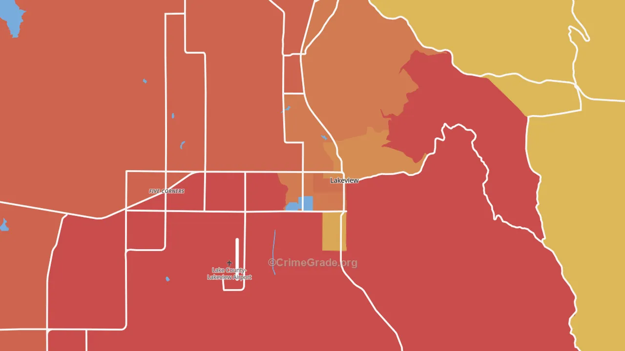 Lakeview, OR Map of Murder Rates