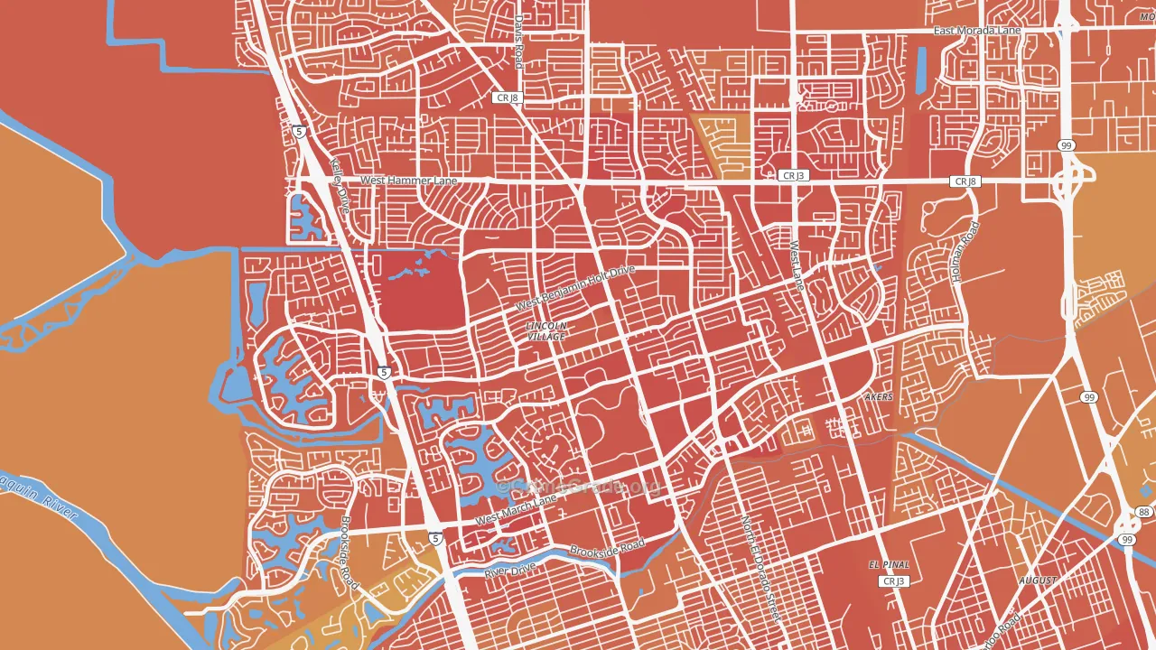Lakeview, Stockton, CA Map of Murder Rates